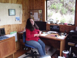 Lin Pardey in her office